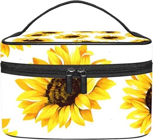 makeup-bag-travel-toiletry-bag-cute-traveling-brush-bag-cosmetic-organizer-bag-for-women-yellow-watercolor-sunflower-big-0