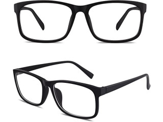 Happy Store Retro Fake Non Prescription Glasses Clear Lens Square Frame UV400 Matte Black,CN12
