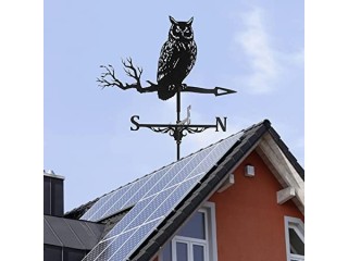 Retro Metal Owl Weathervane, Outdoor Yard Garden 30 Tall Iron Art Weather Vane for Paddock Roof