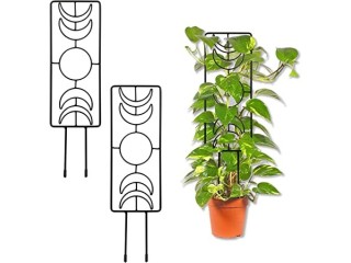2 Pack Plant Trellis, Metal Climbing Plant Support with Moon Pattern