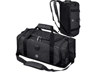 Bosidu Gym Duffle Bag for Men & Women Waterproof Sports Bag Travel Duffel Bags with Wet Pocket & Shoes Compartment 40L (Black)