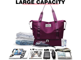 MOCARE Travel Duffel Bag, Sports Gym Tote Carry on Bags for Women, Foldable Lightweight Overnight Shoulder Weekender Shopping Hospital Handbag