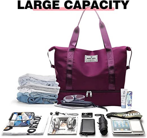 mocare-travel-duffel-bag-sports-gym-tote-carry-on-bags-for-women-foldable-lightweight-overnight-shoulder-weekender-shopping-hospital-handbag-big-0