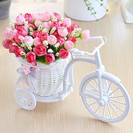mokyler-artificial-flowers-with-rattan-bicycleplastic-floral-fake-silk-flower-garden-nostalgic-bicycle-mini-tricycle-for-home-big-0