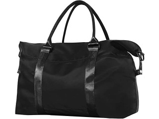 ITHWIU Travel Gym Bag for Woman, Weekender Sports Duffel Bag Overnight Bag with Wet Pocket and Trolley Sleeve, Black
