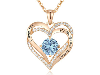 CDE Forever Love Heart Pendant Necklaces for Women 925 Sterling Silver with Birthstone Zirconia,Valentines