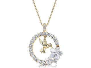 Sllaiss 18K Gold Plated Hummingbird Pendant Necklace for Women Circle Necklace, Animal Necklace Crystals from Austria ,Jewelry Gifts for Mother's Day