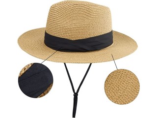 Girls Teens Floppy Straw Sun-Hat Summer Wide-Brim Fedora Beach Hat (7-15T)