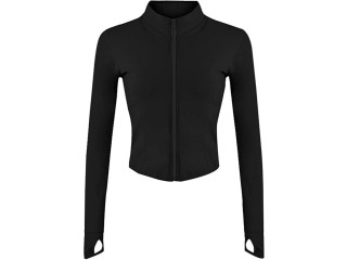 Lviefent Womens Lightweight Full Zip Running Track Jacket Workout Slim Fit Yoga Sportwear with Thumb Holes