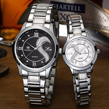 dreaming-qp-stainless-steel-romantic-pair-his-and-hers-wrist-watches-men-women-black-set-of-2-big-0