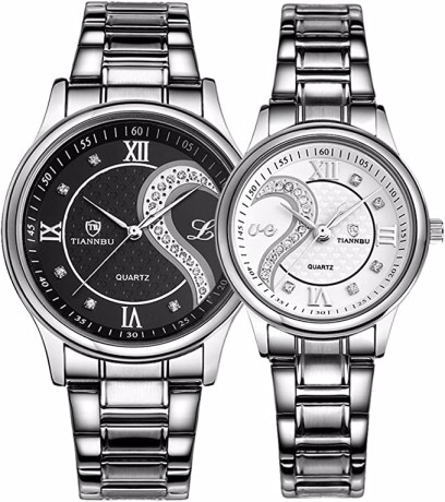 dreaming-qp-stainless-steel-romantic-pair-his-and-hers-wrist-watches-men-women-black-set-of-2-big-2