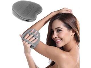 INNERNEED Silicone Body Cleansing Brush Shower Scrubber Bath Exfoliating Glove SPA Massage Soft Bristles, for Sensitive and all Kind Skins (Gray)