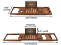 teak-bathtub-tray-expandable-wooden-bath-tray-for-tub-with-wine-and-book-holder-solid-bathroom-caddy-with-free-teak-body-brush-small-0