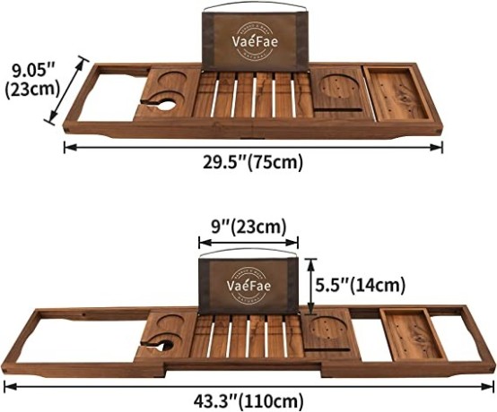 teak-bathtub-tray-expandable-wooden-bath-tray-for-tub-with-wine-and-book-holder-solid-bathroom-caddy-with-free-teak-body-brush-big-0