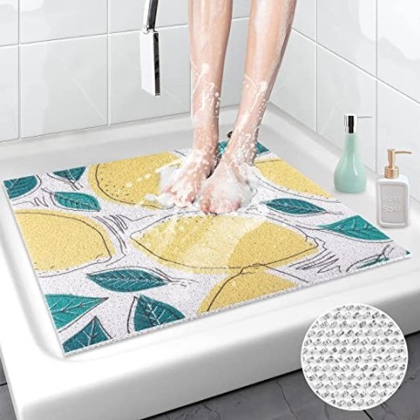 exgueack-square-shower-mat-non-slip-236-x-236-anti-mould-loofah-bathtub-mat-without-suction-cups-big-2