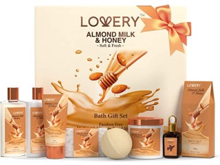 Mothers Day Home Spa Kit, Bath Gift Set, Almond Milk Spa Kit