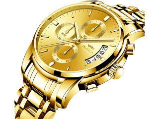 Gold Plating Men's Analog Quartz Mutifunctional Watches for Man
