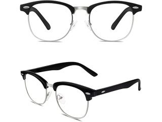 Happy Store Retro Fake Non Prescription Glasses Clear Lens UV400 Matte Black,CN56