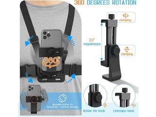 Mobile Phone Chest Strap Mount GoPro Chest Harness Holder for VLOG/POV,