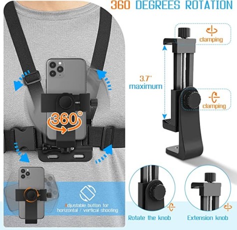 mobile-phone-chest-strap-mount-gopro-chest-harness-holder-for-vlogpov-big-0