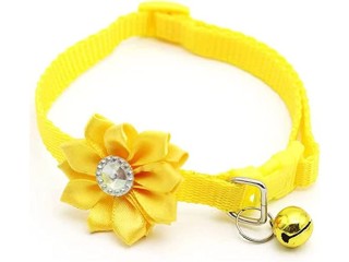 Cat Collar with Flower, Rhinestone Kitty Necklace for Puppy Dog Accessories