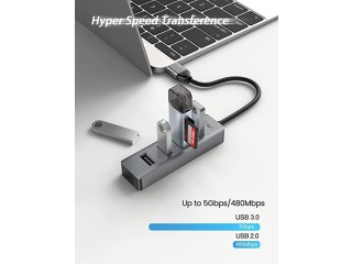 USB Hub,JESWO Aluminum 4-in-1 USB Splitter with 1 USB 3.0 Port and 3 USB 2.0 Ports for Windows 10, 8, 7