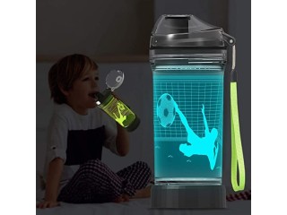 YuanDian Light Up Kids Water Bottle with 3D Soccer Design