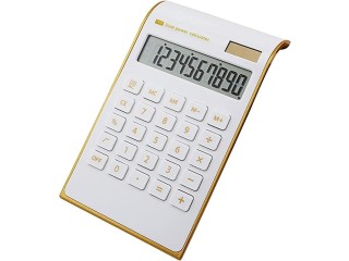 Dual Powered Calculator,Ultra Thin Solar Power Calculator for Home Office Desktop Calculator Tilted LCD Display Business Slim Desk Calculator(White)