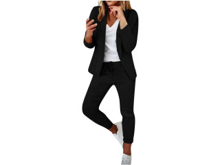 Generic Women's Elegant Business Suit Set Trouser Suit Blazer Trousers 2-Piece Suit Checked Two-Piece Slim Fit Streetwear Festive Sporty Trouser Suit