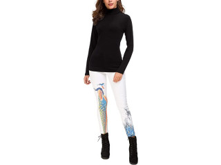 Exchic Women's Basic Long-Sleeved Slim Fit Turtleneck Sweatshirt