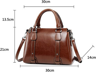 Coolives Women's Leather Handbag Shoulder Bag Disposable, Coffee Brown, Shopper