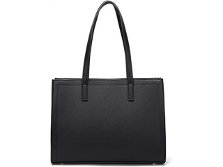 FANDARE Women's Laptop Bag Waterproof Briefcase Large Handbag Tote Bag PU Leather Shoulder Bag for Travel Shopping Work Business, black, l