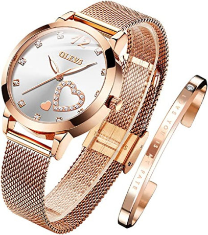 olevs-womens-watch-rose-gold-with-heart-diamond-black-white-face-quartz-watch-big-2