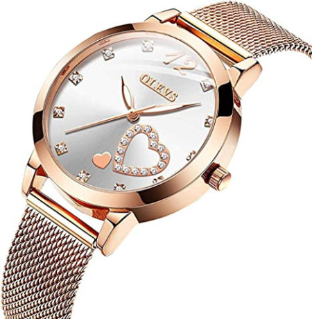 olevs-womens-watch-rose-gold-with-heart-diamond-black-white-face-quartz-watch-big-1