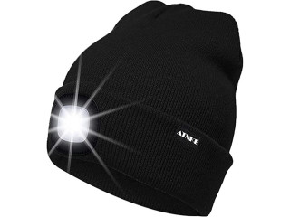 ATNKE LED Light Up Beanie Hat, Rechargeable USB Running Beanie with Extremely Bright 4-LED Flashing Alarm Headlight