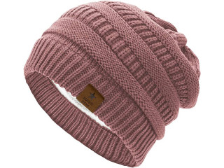 Durio Women's Warm Winter Knitted Beanie with Inner Lining, Chunky Knit