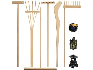 9 Pieces Mini Zen Garden Sandpit Zen Garden Rake Tools Desktop Bamboo Zen Garden Kit Mini Zen Garden Tools Accessories