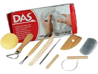 Modelling Pack with 1 Kilo of White Air Drying Clay and 8 Tools