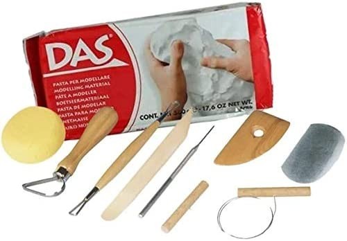 modelling-pack-with-1-kilo-of-white-air-drying-clay-and-8-tools-big-0