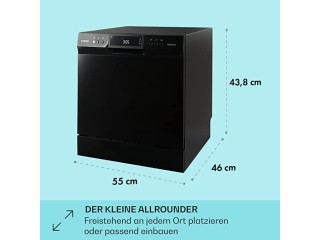 Klarstein Amazonia 8 - Dishwasher, Built-in, Partially Built-in, A+, 206 kWh per year, 8 Dimensions, Quick / ECO Programme, Aquastop [Energy Class F]