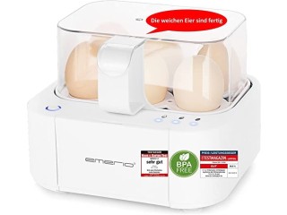 Emerio Best egg cooker EB-115560 boils all three cooking levels [soft|medium|hard] in just one cooking process with perfect results and voice output