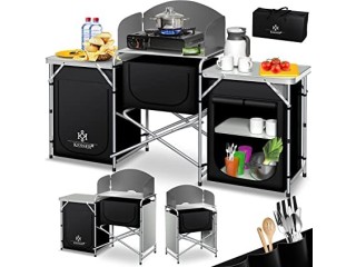 Kesser Camping Kitchen Unit, Including Carry Bag, Camping Cupboard with Aluminium Frame