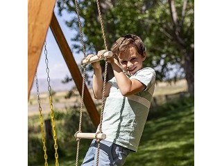 Multifunctional Trapeze Swing, Trapeze with Plastic Rings, Multifunctional Children's Wood Trapezoidal Rings, Outdoor