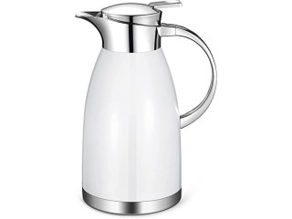 Haosens Thermal Carafes (18/8 Stainless Steel) Double Wall Vacuum Insulated for Tea Water and Coffee - White