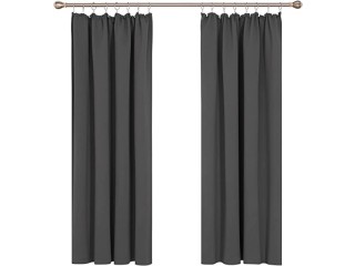 Deconovo Opaque curtains with ruffle tape, living room, thermal curtains against cold curtains