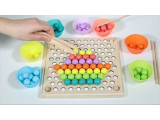 ANPEAC Wooden Montessori Toy, Clip Beads Puzzle Board Games