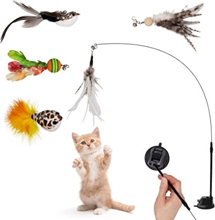 nelade-interactive-cat-toy-self-engagement-with-suction-cup-cat-rod-with-feathers-5-pendants-big-0