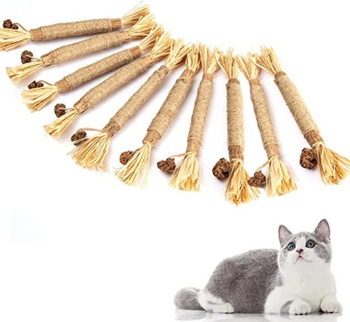 xcllwhy-pack-of-10-natural-raffia-silvervine-chew-sticks-for-cats-toy-organic-silvervine-cat-toys-for-indoor-cats-big-2