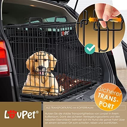 lovpet-foldable-dog-cage-including-fleece-blanket-and-bowl-dog-box-with-2-doors-transport-cage-car-animal-transport-box-with-base-tray-big-0