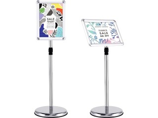 RELAX4LIFE A4/A3 Height Adjustable Info Stand with Stainless Steel and Aluminium Advertising Stand Rotatable Swivel Info Holder